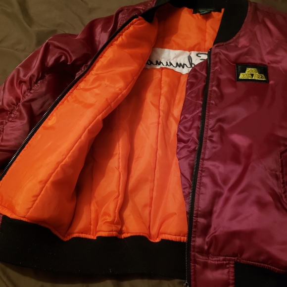 Metallic Burgundy Bomber Jacket - Picture 3 of 5